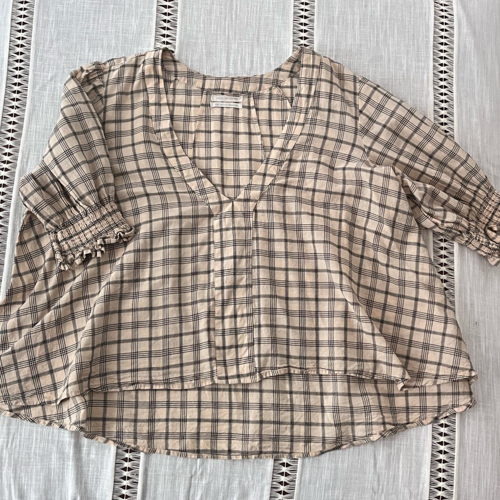 Boxy plaid blouse